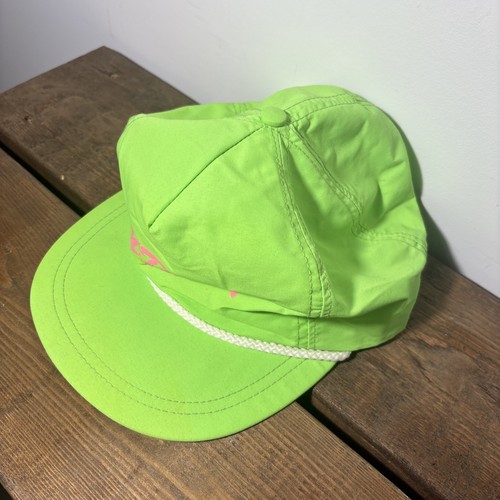 Vintage Cat Power neongrüne Baseballmütze mit Druckknopflasche und Seil. Made In USA. - Bild 2 von 6