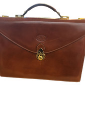 Florence Vintage Italian Leather Briefcase with Brass Hardware