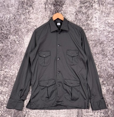 Edoardo Borrelli Napoli Jacket 16.5 / Large Mens Cotton Silk Jersey Overshirt