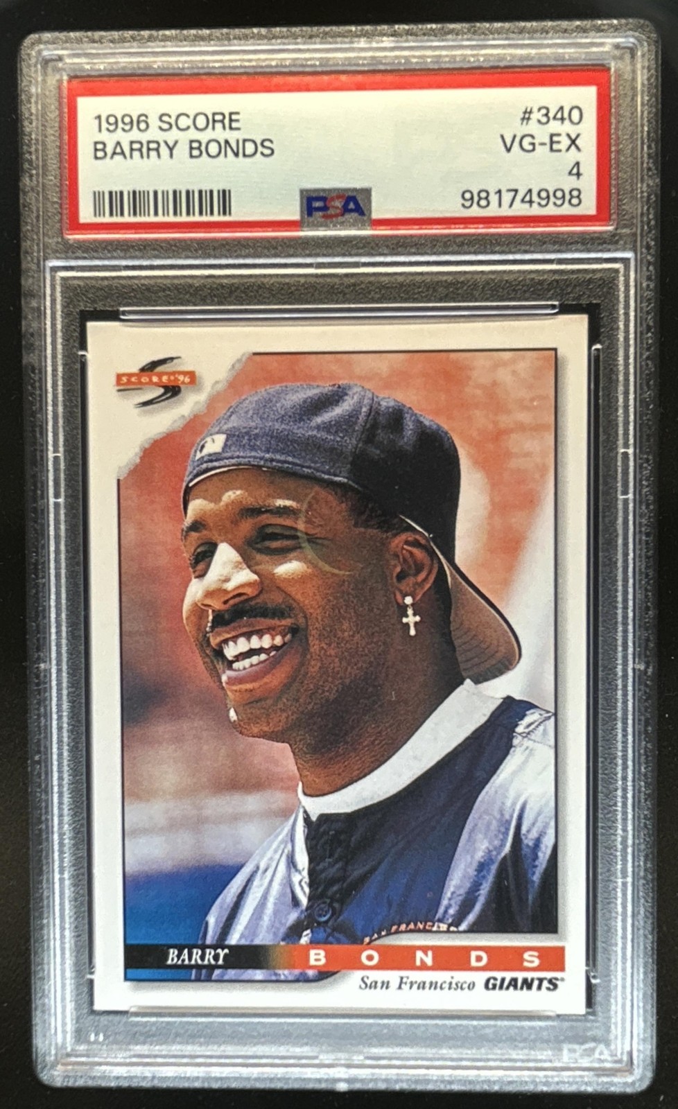 1996 Score Barry Bonds #340 Giants PSA 4 view 1