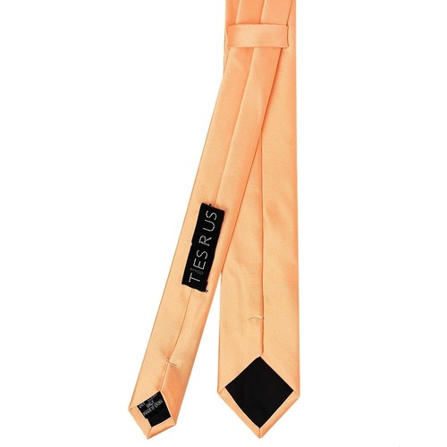 Plain Peach Boys Tie and Pocket Square Set Kids Wedding Formal Prom Slim Tie - Picture 4 of 4