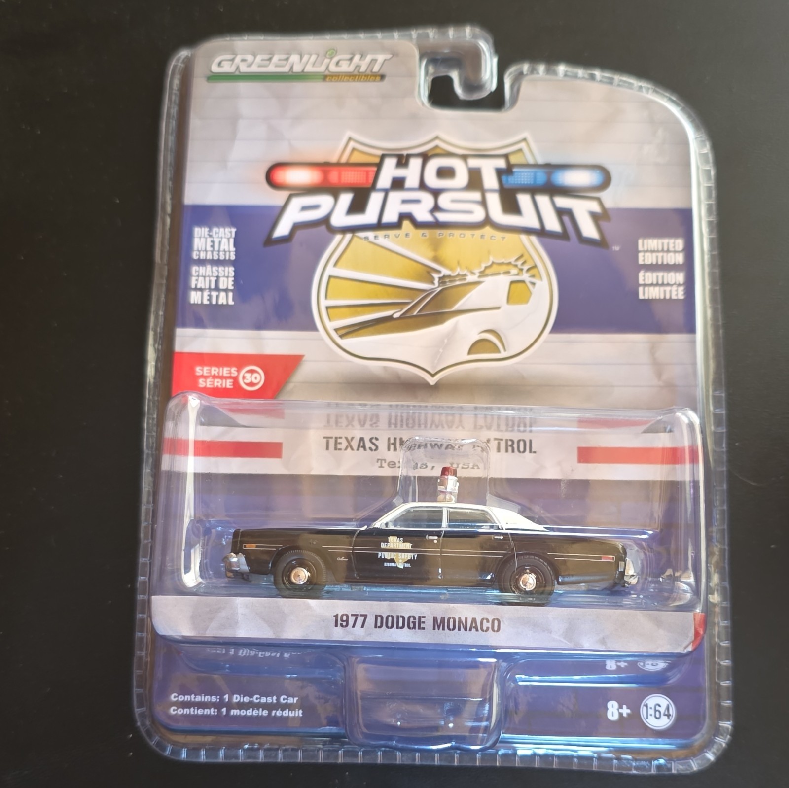GreenLight Hot Pursuit Series 30 1977 Dodge Monaco Texas Hwy Patrol 1:64