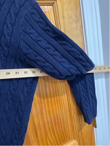 Vintage Men’s Polo Ralph Lauren Classic Cable Knit Sweater Navy Button Cardigan - Picture 9 of 9