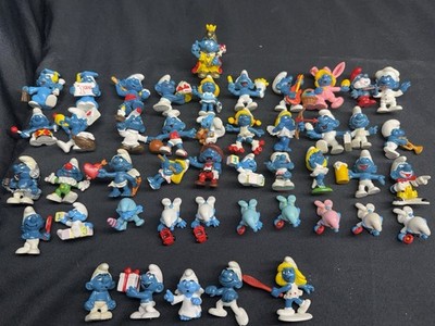VINTAGE 1970s-1980s LOT OF 46 ORIGINAL PVC SMURFS FIGURES