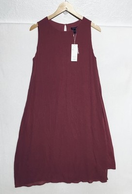NEW Eileen Fisher Stretch 100% Silk Jersey Shift Tank Dress S Dusty Rose Berry