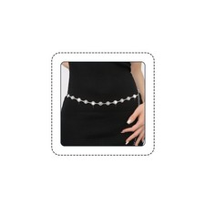 Western Metal Waist Chain Belt for Rhinestone Concho Link Chain Belt Boho Cry...