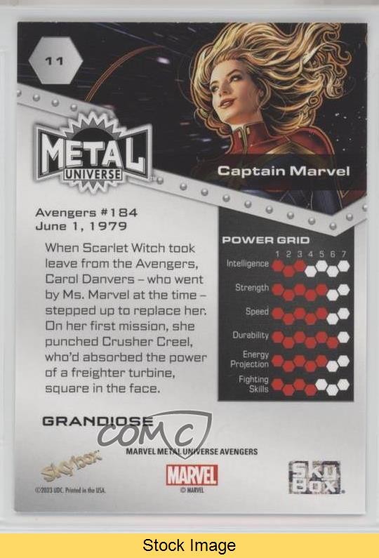2024 Skybox Metal Universe Avengers Grandiose Captain Marvel #11 READ ...