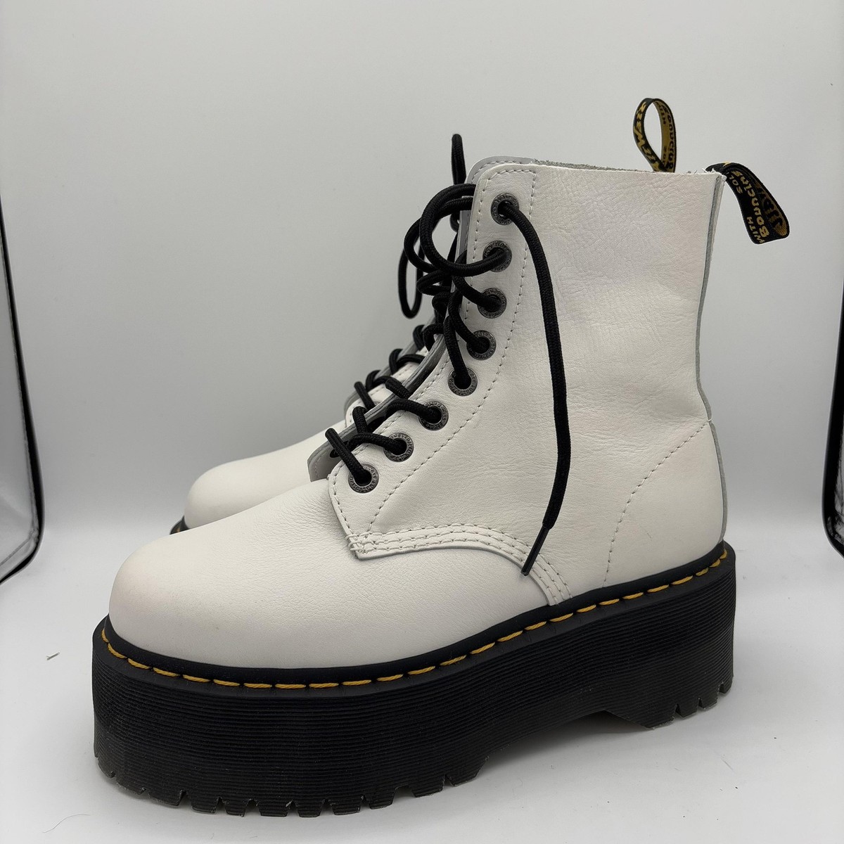 Martens 1460 Pascal Max Boots Womens Size White Platform Pisa 26925113