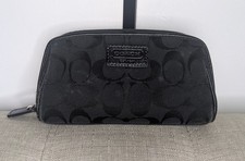 Vintage Coach Signature C Black Jacquard Cosmetic Pouch/Wallet