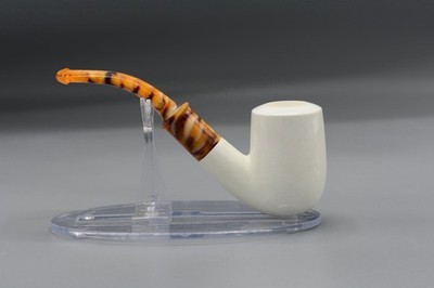 Erdogan Ege  Smooth Bent Pipe new-block Meerschaum Handmade With Case#1943