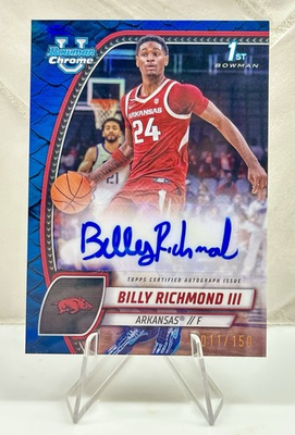#ad 2024 25 Bowman U Chrome Billy Richmond 1st Reptilian Blue Refractor Auto # 150 $9.99