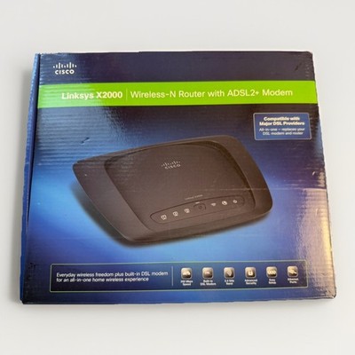 Linksys X2000 Cisco Wireless-N Router with ADSL2+ Modem 300 Mbps, 3 ...