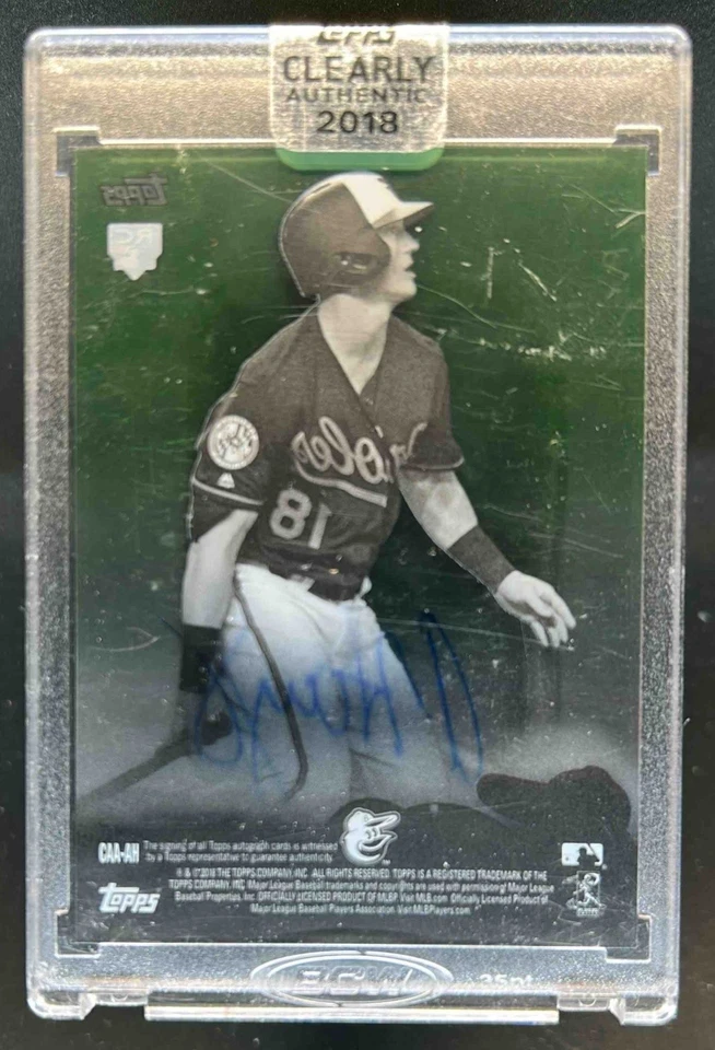 2018 Topps Clearly Authentic Austin Hays RC Green Rookie Auto #/99 Orioles - Image 2 of 2