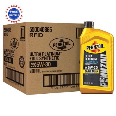Motor Oil 5W-30 Synthetic Pennzoil Ultra Platinum 6 Pack Full Quart