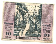 10 Heller 1920 WACHAUER SCHWALLENBACH SPITZ Austria UNC #P10461.U