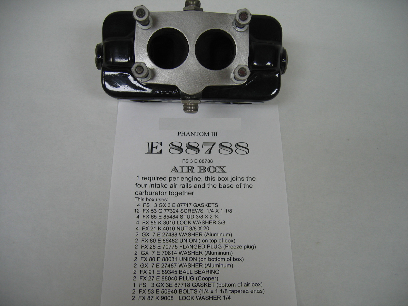 Rolls-Royce Phantom III air intake manifold system (1936-1938) V-12 engine