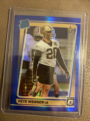 Pete Werner 2021 Optic RATED ROOKIE HYPER BLUE PRIZM! SAINTS