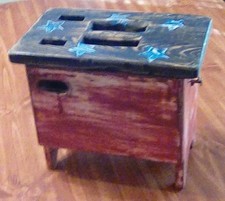 HANDMADE PRIMITIVE SHOE SHINE BOX WITH SHOE REST