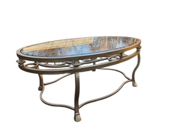 Rococo Style Gilt Patinated Wrought Iron Coffee Table - Image 2 of 4