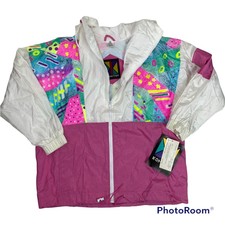 Vintage Windbreaker Jacket Womens Sz 14 - 16 Komitor Color Block 80s 90s Flaws