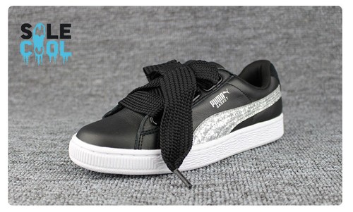 Puma Damen Basket Heart Glitter Schwarz Laufschuhe Sneaker 364078-03 - Bild 5 von 12