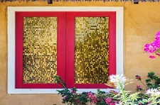 3D Golden Square D596 Window Film Print Sticker Cling Stained Glass UV Block Amy