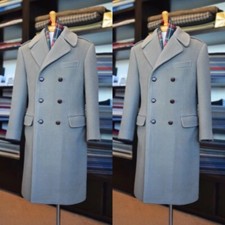 Wool Cashmere Men's Long Overcoat Double Breasted Formal Winter Men Long Jackets