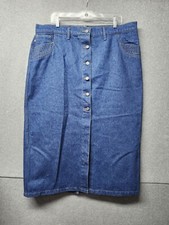 JORDACHE Women's Vintage Cowgirl Denim Button Front Skirt - Size 33/32 40" Waist