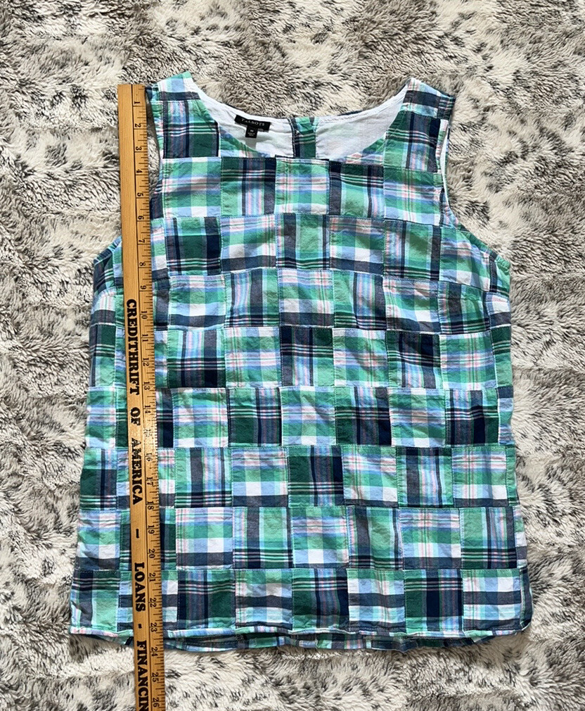 Talbots patchwork button down back sleeveless tan… - image 4