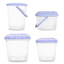 Image of Clear Plastic Food Storage Cereal Containers Freezer Box Lid Kitchen Dispenser