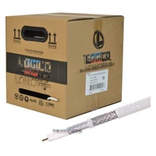 RG6 Dual Shield 18 AWG Satellite TV White 1000' Feet ft Coaxial Coax Cable Wire