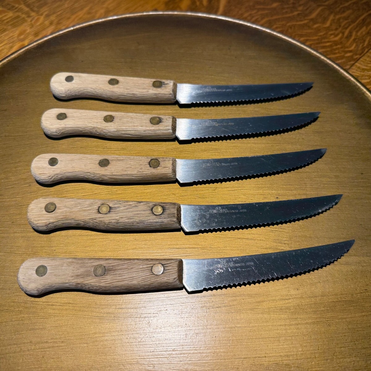 OLD HOMESTEAD Vtg 5 Knife Set Lifetime Cutlery Steak Knives