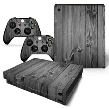 Xbox One X Skin Design Foils Sticker Screen Protector Set - Gray Wood Motif