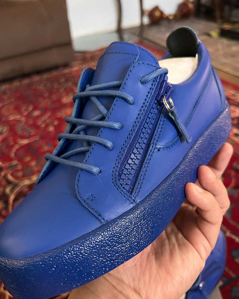 NWB Giuseppe Zanotti Double Zip Sneakers W 38 Blue MSRP $650 NWB Giuseppe Zanotti Double Zip Sneakers W 38 Blue MSRP $650