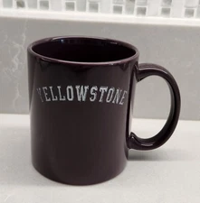 EUC! M Ware YELLOWSTONE Ceramic Coffee Cup 3 ¾” purple/maroon color