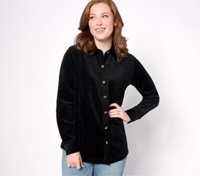 Denim Black Cord Shacket Denim Co Stretch Corduroy Shacket With