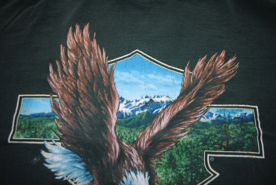 CAMISA VINTAGE HARLEY DAVIDSON EMBLEMA 3D MOTOCICLETA AMERICANA 1990 EAGLE ROCKYS XL Foto 2 de 4