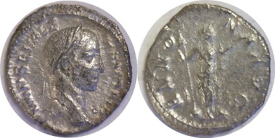 222-235 AD Roman Empire Severus Alexander Annona Silver Denarius 
