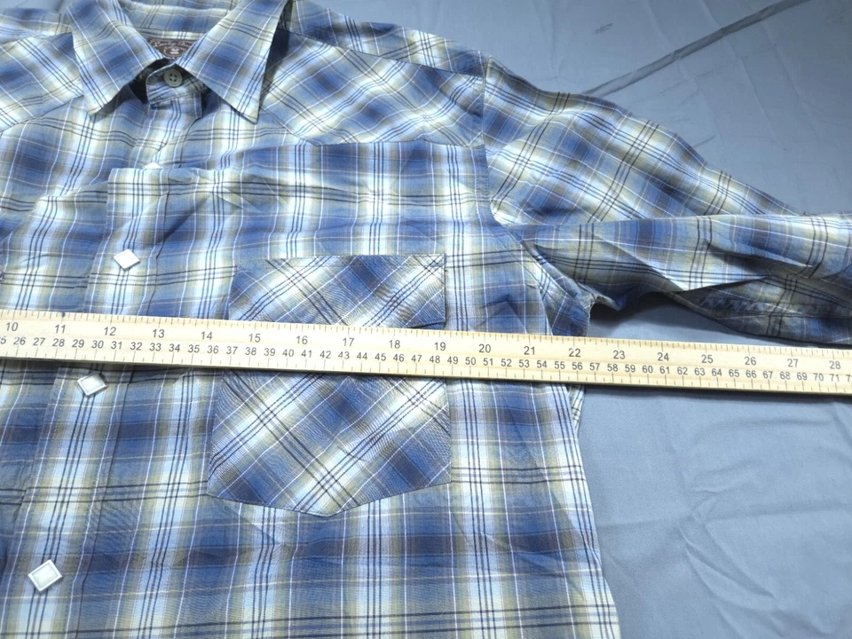 Camisa Vintage Lucky Brand Para Hombre Grande Azul Perla Diamante Vaquero Occidental Foto 3 de 4