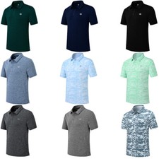 Men's Short Sleeve Golf Polo Shirt Tennis Work Walking Button Basic Top Casual