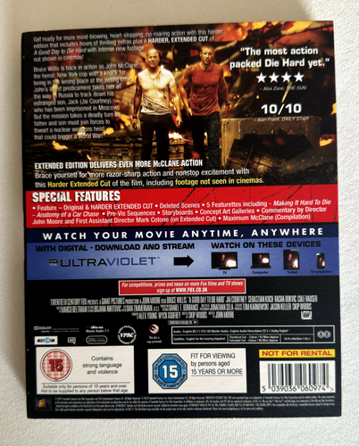 'A GOOD DAY TO DIE HARD' BLU-RAY EXTENDED CUT CARD SLIP COVER FREE POSTAGE - Picture 3 of 4