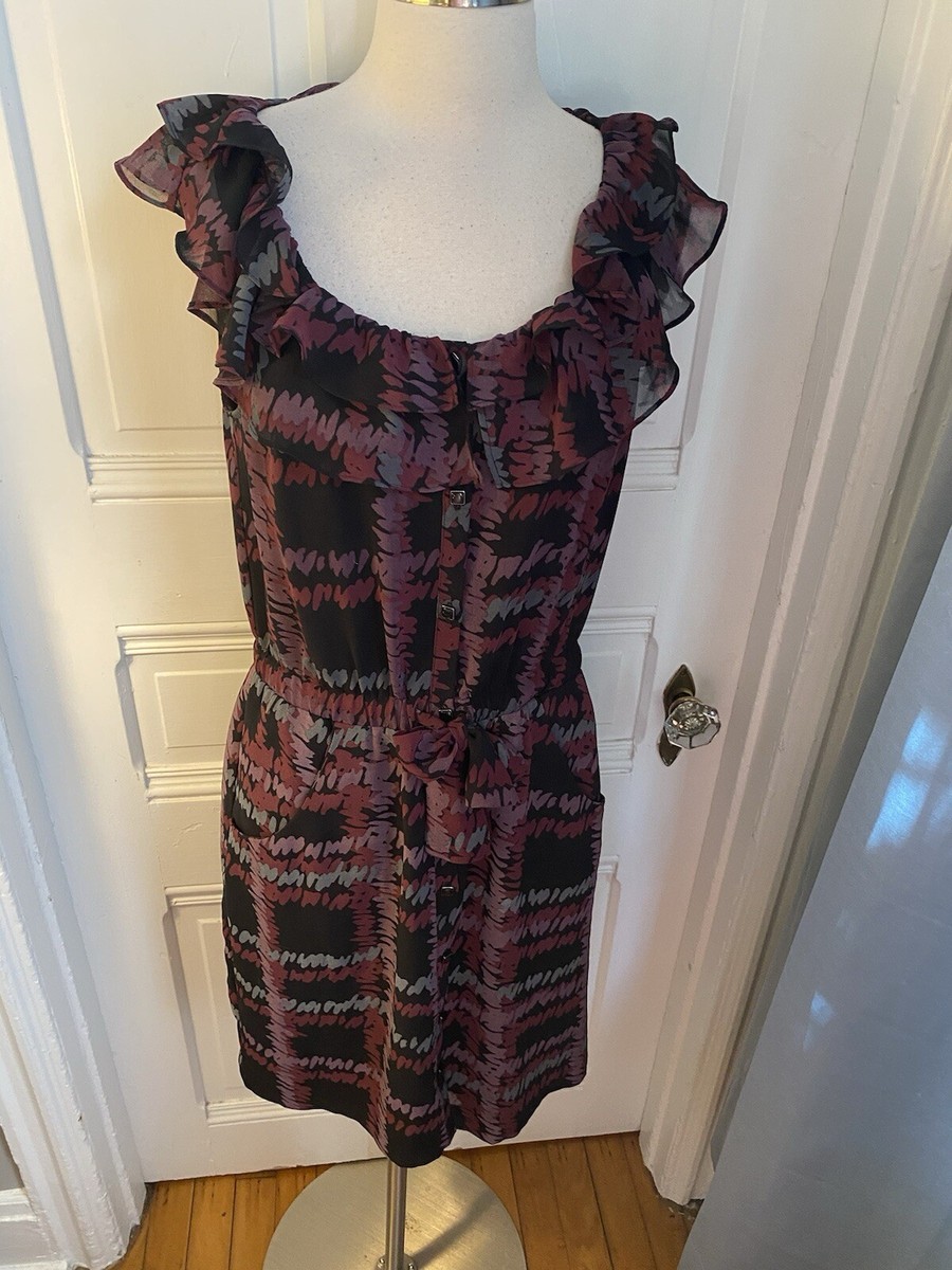 banana republic brown dress Banana Republic Charcoal Brown Polka Dot Silk Halter Dress  Blossom Vintage