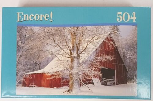 Mega Encore 504 Piece Puzzle Barn Snow Landscape 10" 3/4 x 18" Factory Sealed - Picture 1 of 3
