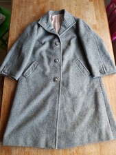 Ladies Grey True Vintage Overcoat Wool Blend Size 14 16 18 Lined 1960 Warm