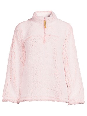 Women's Long Sleeve Zip Faux Sherpa Pullover Sleep Top Baby Pink Super Soft  MED | eBay
