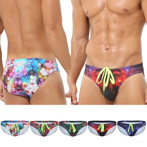 Men Swimwear Briefs Summer Beachwear Drawstring Bathing Shorts - Picture 1 of 14