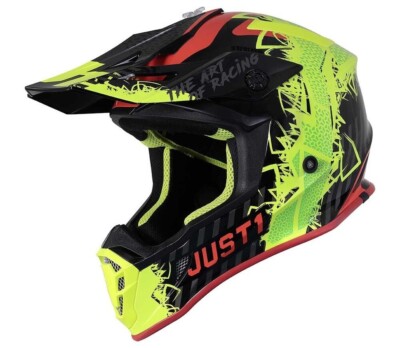 Just1 J38 Mask Yellow/Red/Black Adult Motocross MX Helmet Size X-Large