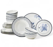 24pc STPGOODS Blue Flower Porcelain Dinner Service Set Dinnerware
