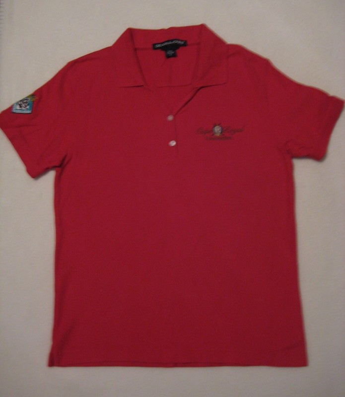 Womens Red Polo Shirt Devon & Jones Cape Royal Pima  Short Sleeve Y Collar Sz S 