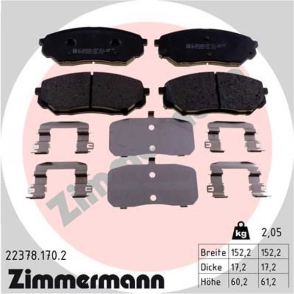 Zimmermann BremsbeläGe Vorne FüR KIA Sorento III Hyundai Santa Fé IV-image